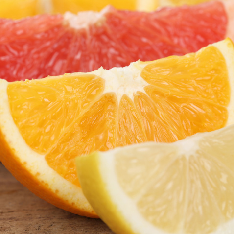 Nahaufnahme geschnittene Orange, Zitrone und Grapefruit Früchte